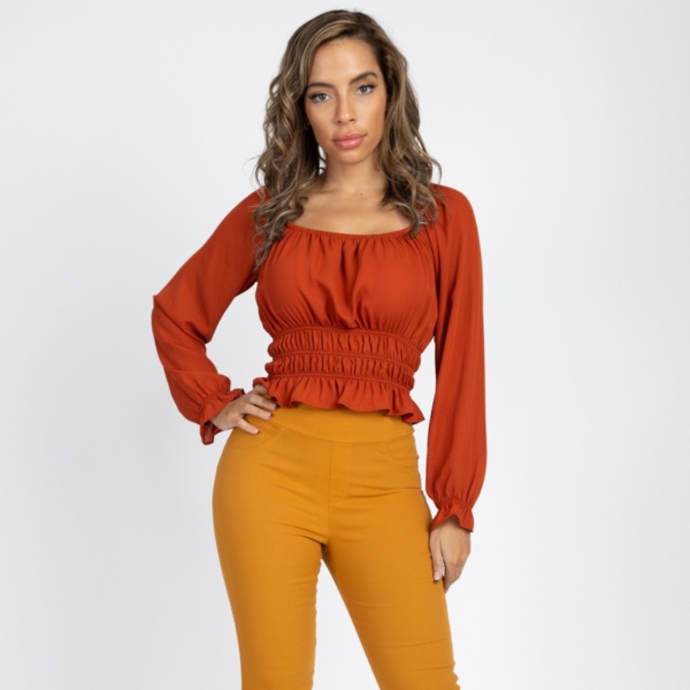 Off Shoulder Ruffle Crop Top